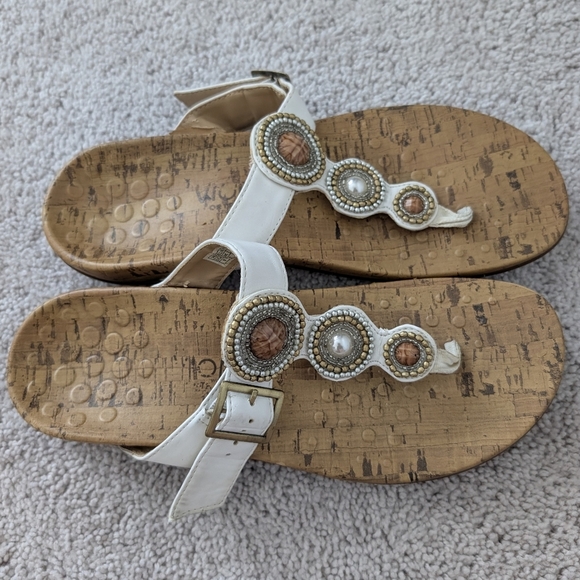 Vionic Adelie White Beaded Thong Comfort Orthotic Sandals Flip Flop Slides Sz 9 - Picture 5 of 10